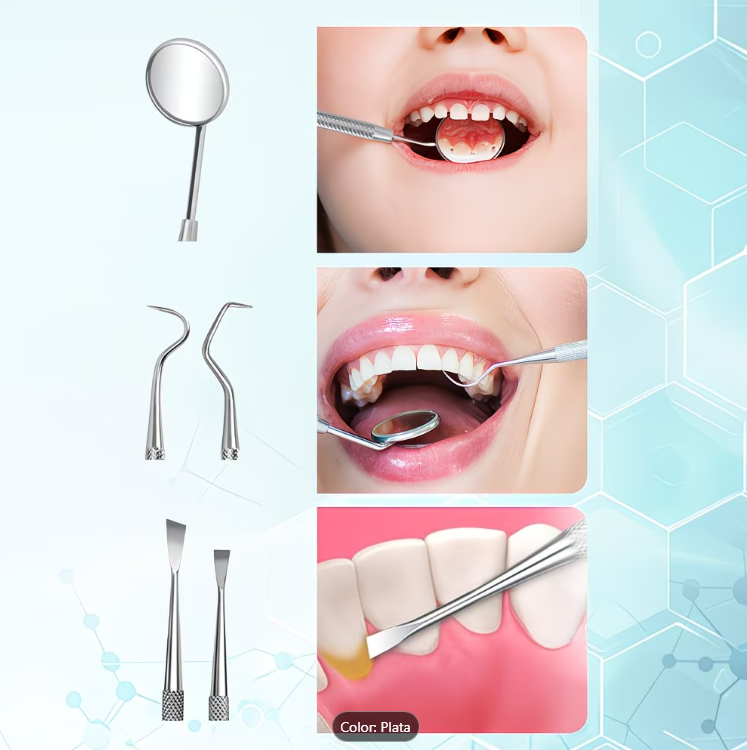 Juego de Herramientas Dentales de Acero Inoxidable 6 pcs